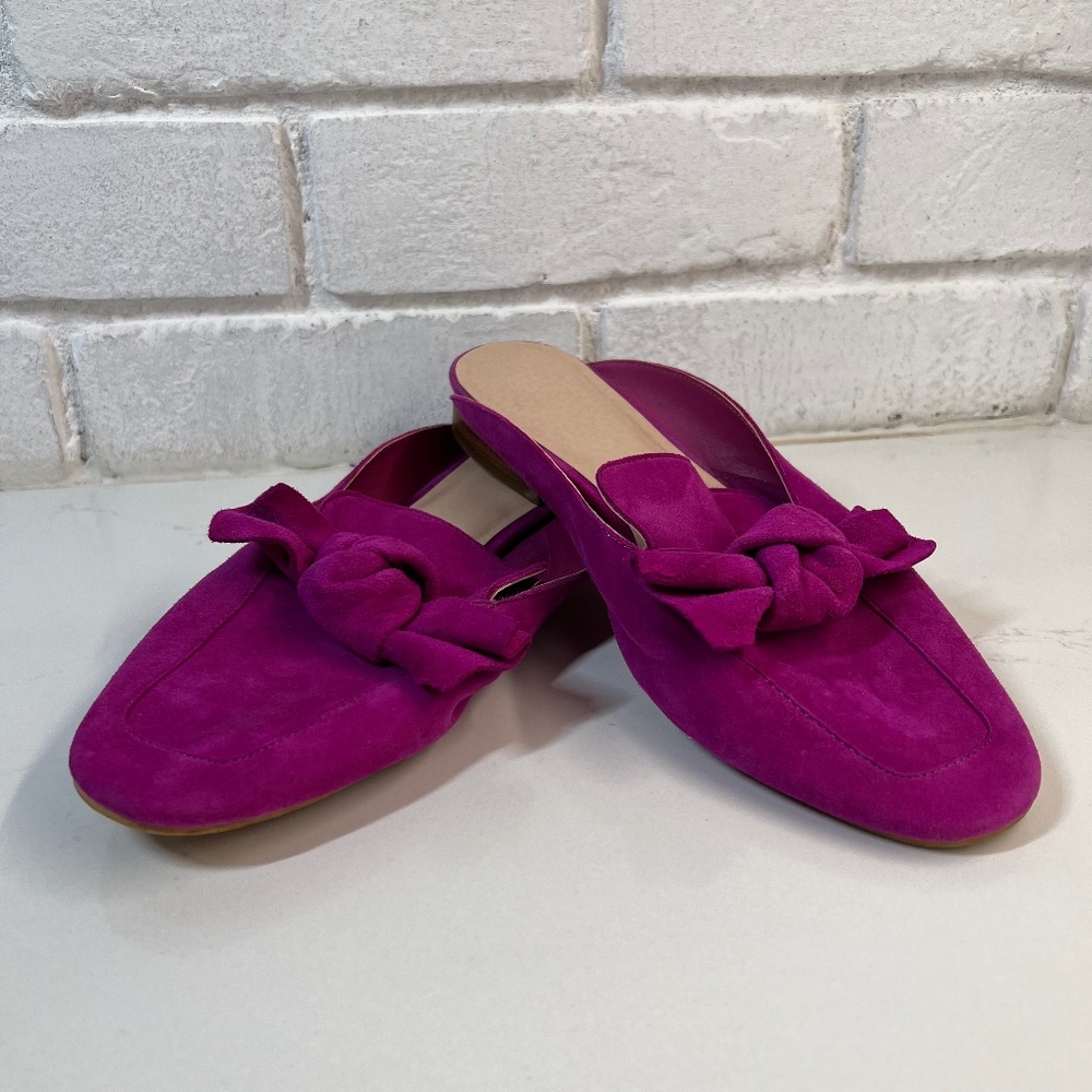 NWOB BP Nordstrom Maddy Bow Slip On Mules Fuchsia Size 8M